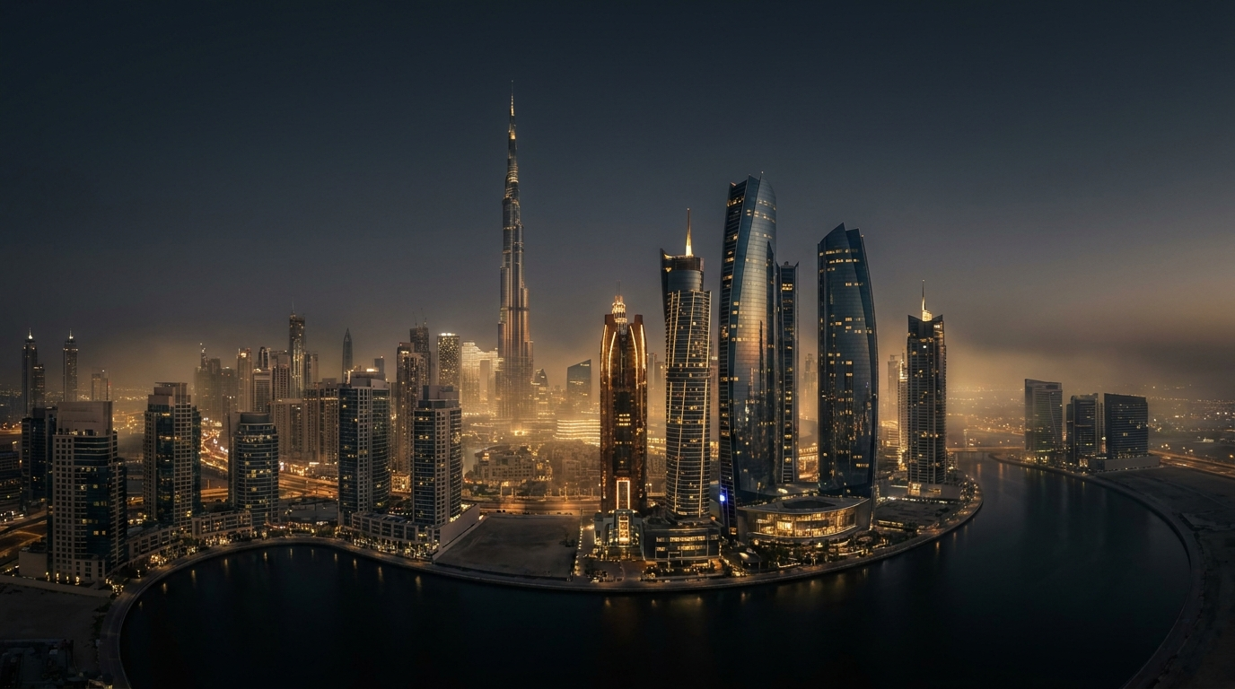 Dubai skyline at blue hour