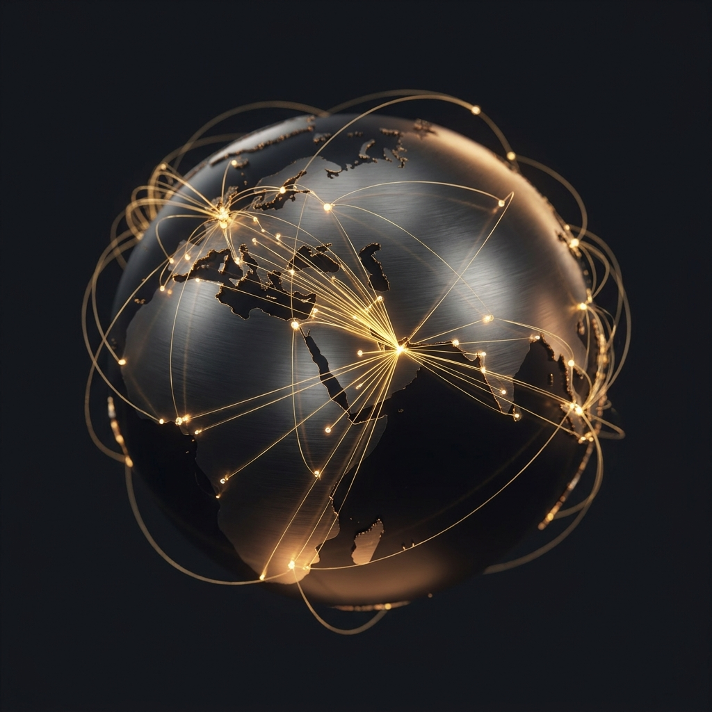 Global business network radiating from the Middle East